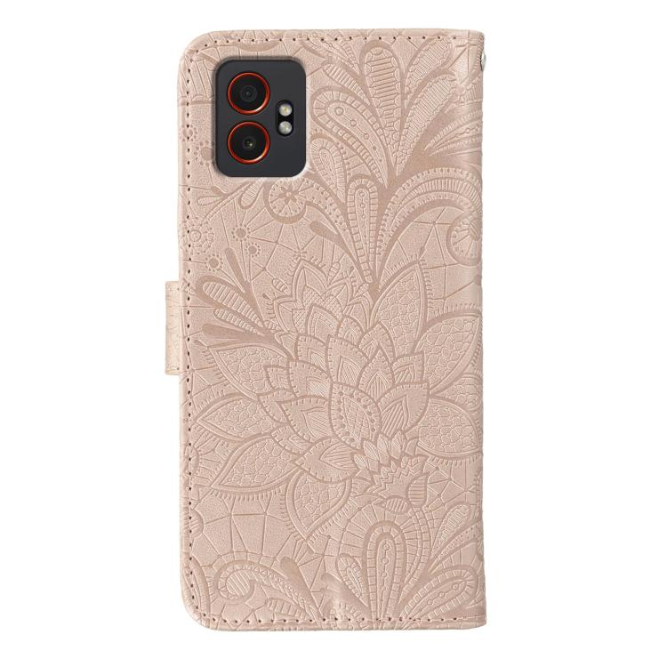 For Samsung Galaxy XCover7 Pro Lace Flower Embossing Flip Leather Phone Case