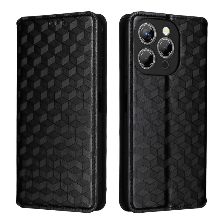 For Oukitel P1 Cubic Grid Texture Flip Leather Phone Case