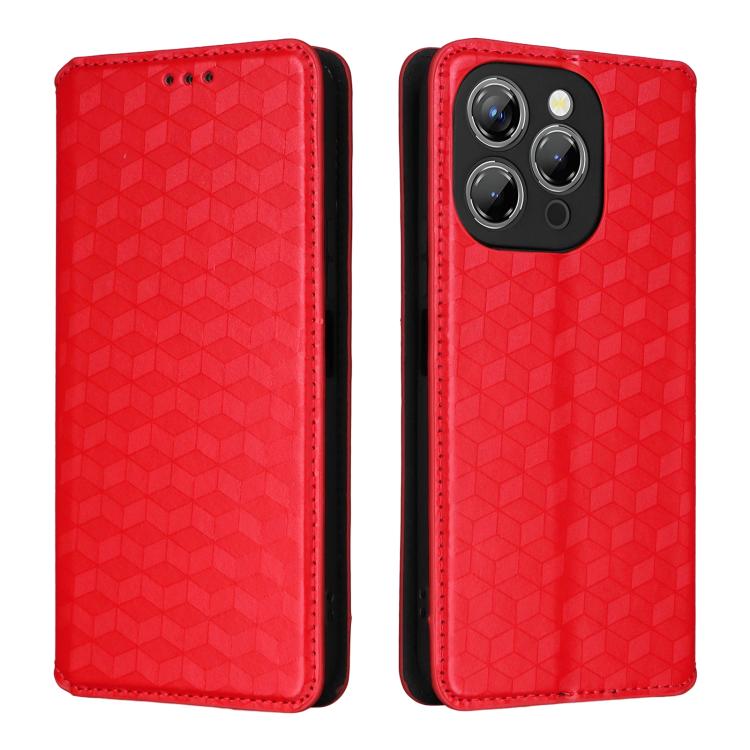 For Oukitel P1 Cubic Grid Texture Flip Leather Phone Case