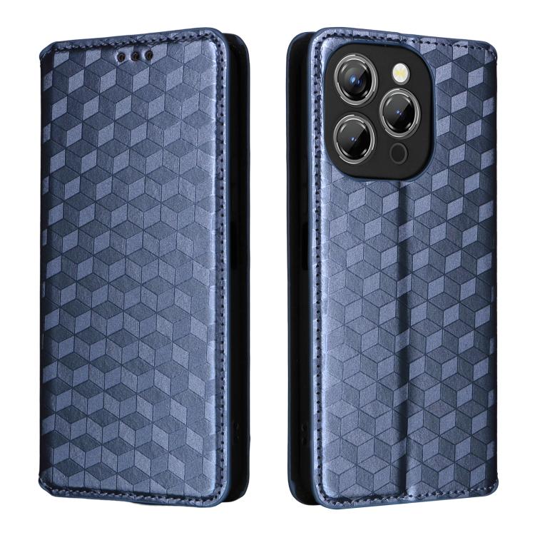For Oukitel P1 Cubic Grid Texture Flip Leather Phone Case