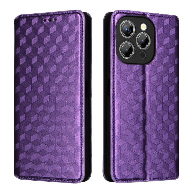 For Oukitel P1 Cubic Grid Texture Flip Leather Phone Case