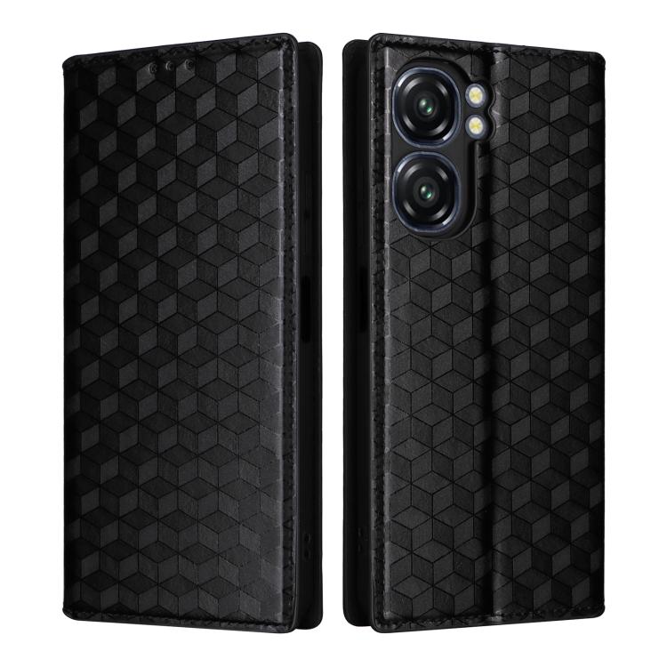 For Oukitel C58 / C58 Pro Cubic Grid Texture Flip Leather Phone Case