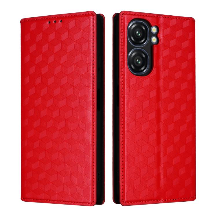 For Oukitel C58 / C58 Pro Cubic Grid Texture Flip Leather Phone Case