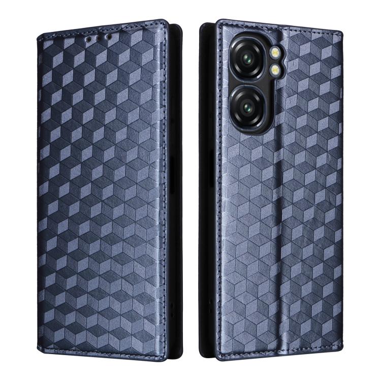 For Oukitel C58 / C58 Pro Cubic Grid Texture Flip Leather Phone Case