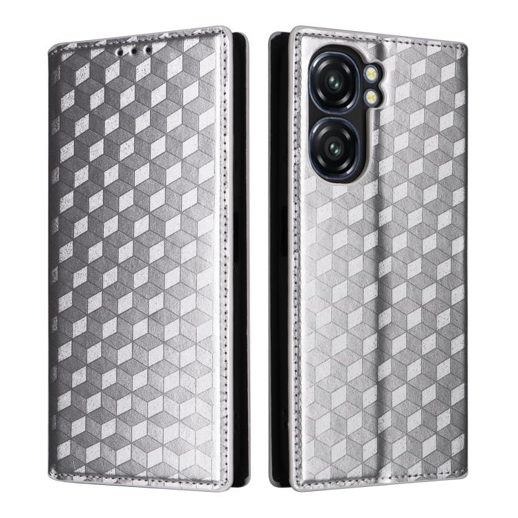 For Oukitel C58 / C58 Pro Cubic Grid Texture Flip Leather Phone Case