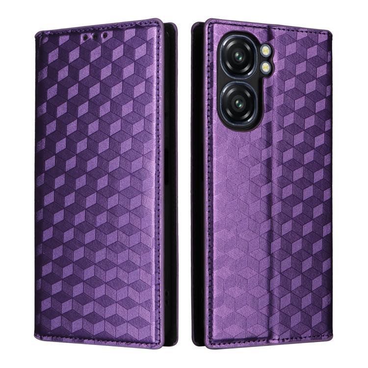For Oukitel C58 / C58 Pro Cubic Grid Texture Flip Leather Phone Case