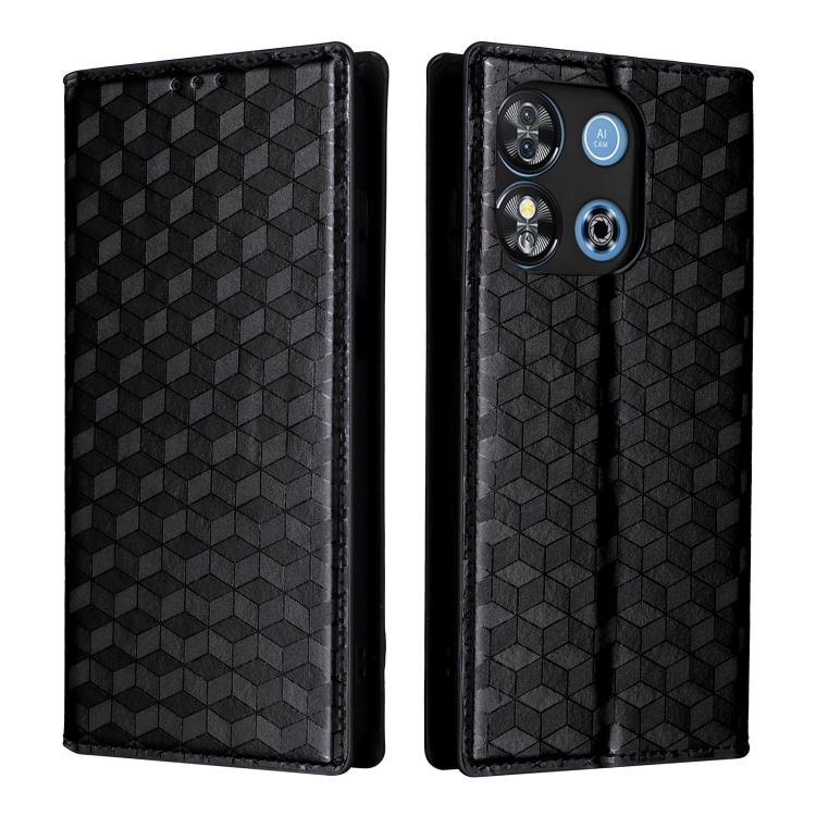 For Oukitel C57 / C57S / C57 Pro Cubic Grid Texture Flip Leather Phone Case