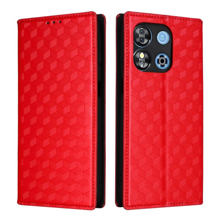 For Oukitel C57 / C57S / C57 Pro Cubic Grid Texture Flip Leather Phone Case