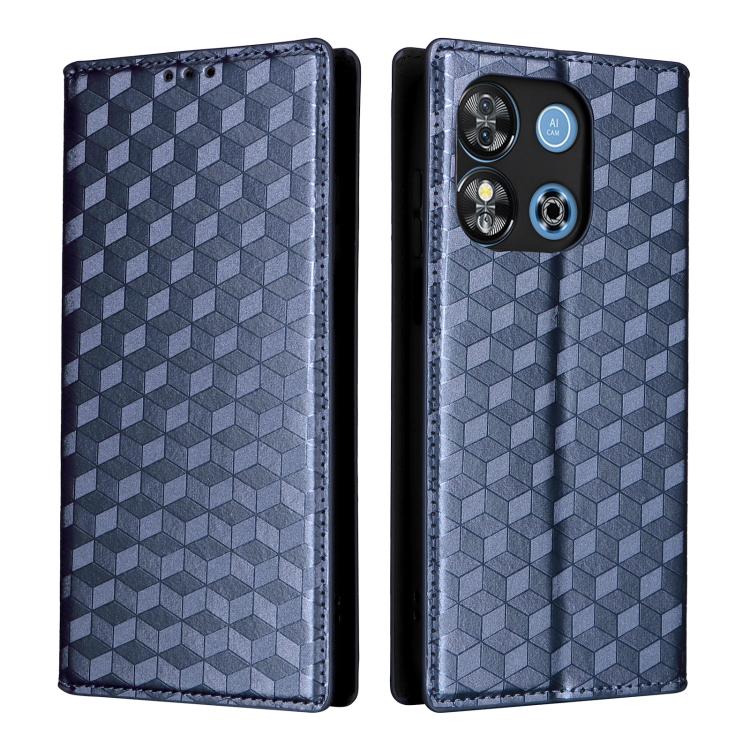 For Oukitel C57 / C57S / C57 Pro Cubic Grid Texture Flip Leather Phone Case