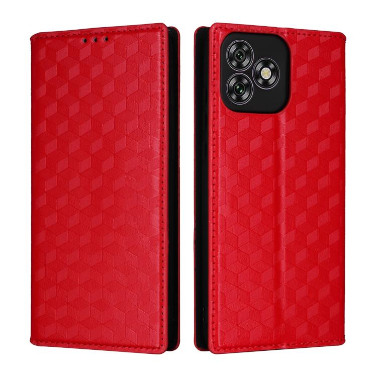 For Oukitel C53 Cubic Grid Texture Flip Leather Phone Case