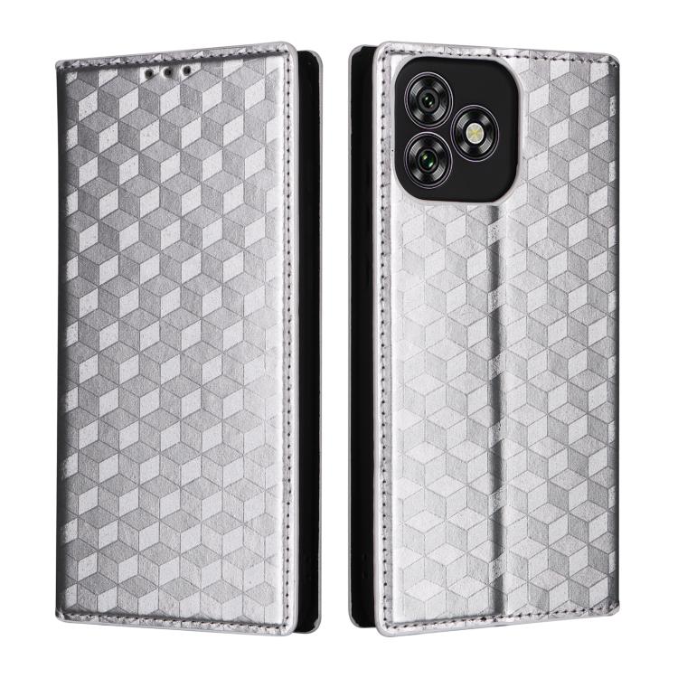 For Oukitel C53 Cubic Grid Texture Flip Leather Phone Case
