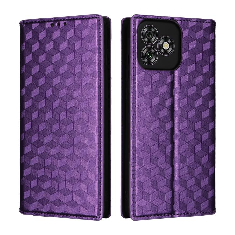For Oukitel C53 Cubic Grid Texture Flip Leather Phone Case