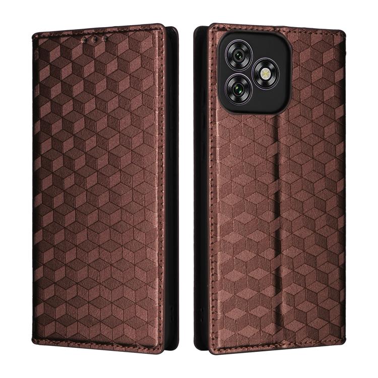 For Oukitel C53 Cubic Grid Texture Flip Leather Phone Case