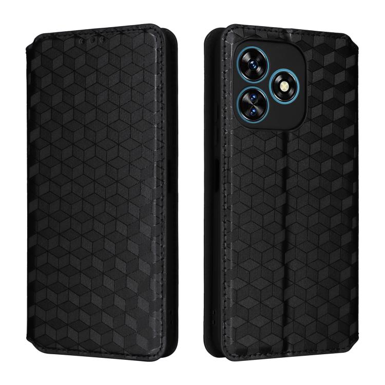 For Oukitel C51 Cubic Grid Texture Flip Leather Phone Case