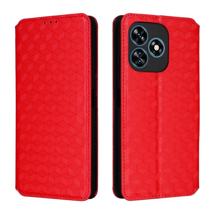 For Oukitel C51 Cubic Grid Texture Flip Leather Phone Case