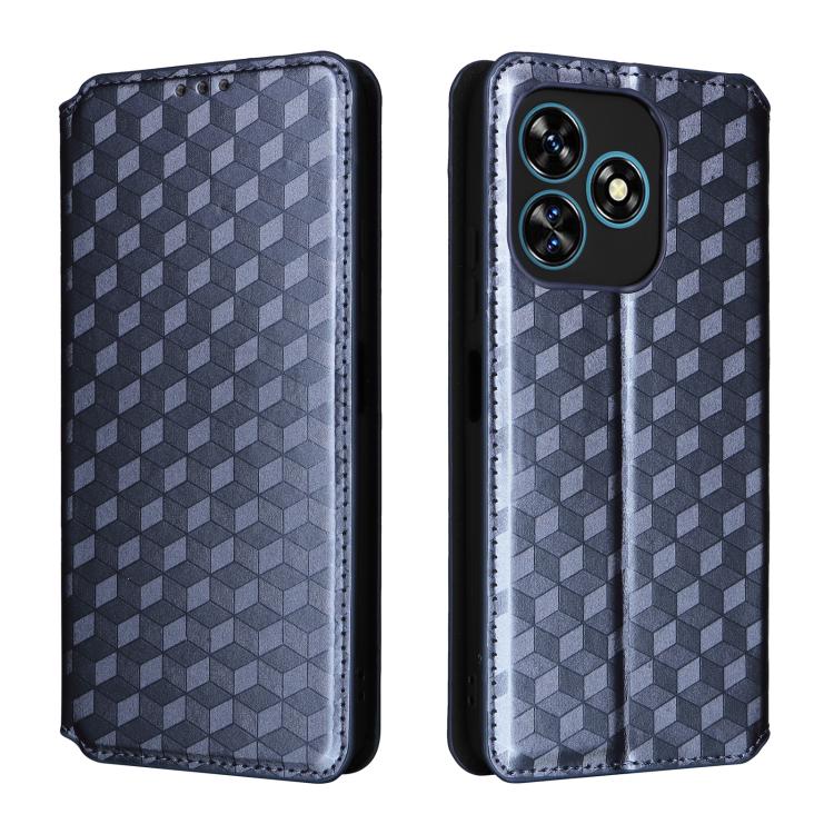 For Oukitel C51 Cubic Grid Texture Flip Leather Phone Case