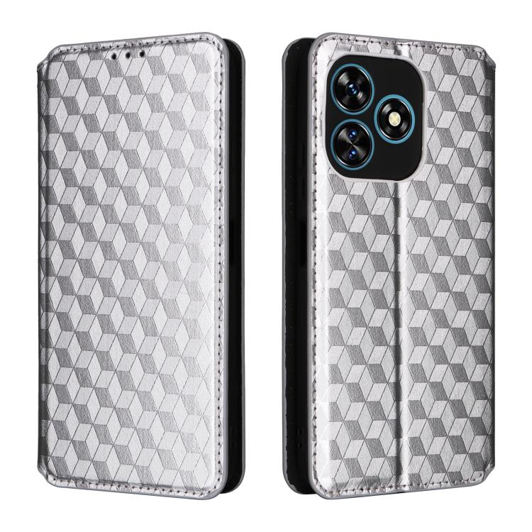 For Oukitel C51 Cubic Grid Texture Flip Leather Phone Case