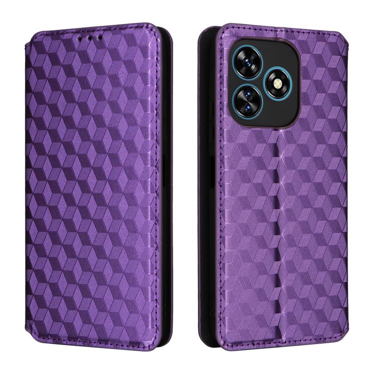 For Oukitel C51 Cubic Grid Texture Flip Leather Phone Case
