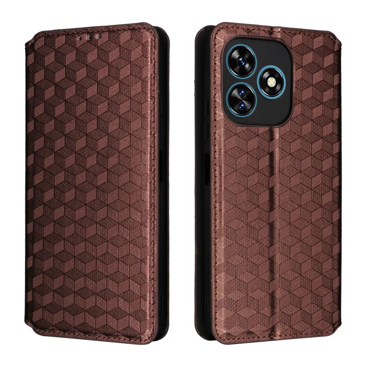 For Oukitel C51 Cubic Grid Texture Flip Leather Phone Case