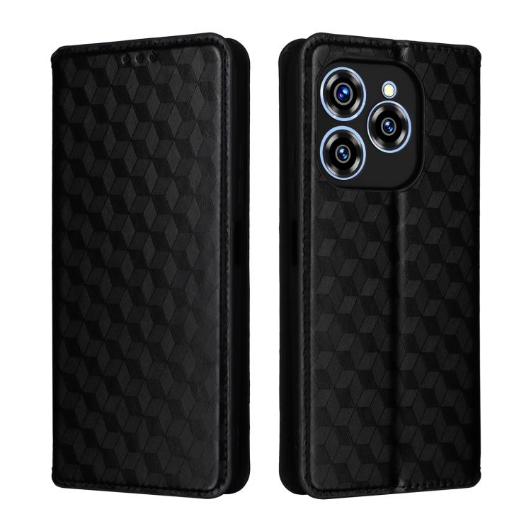 For Oukitel C50 Cubic Grid Texture Flip Leather Phone Case