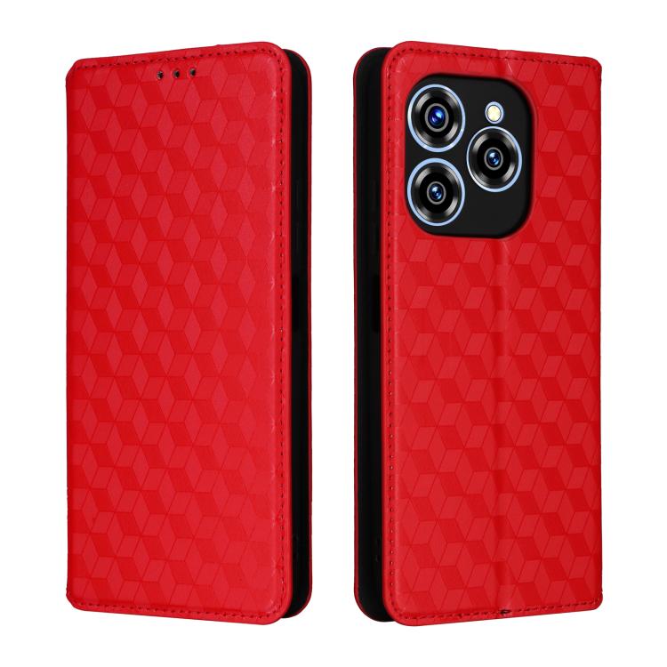 For Oukitel C50 Cubic Grid Texture Flip Leather Phone Case