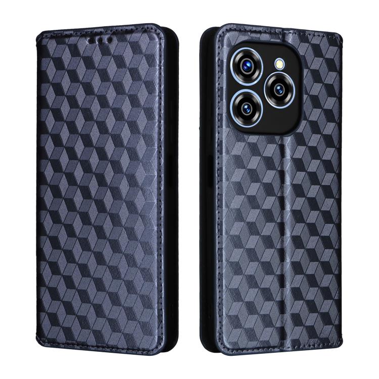 For Oukitel C50 Cubic Grid Texture Flip Leather Phone Case