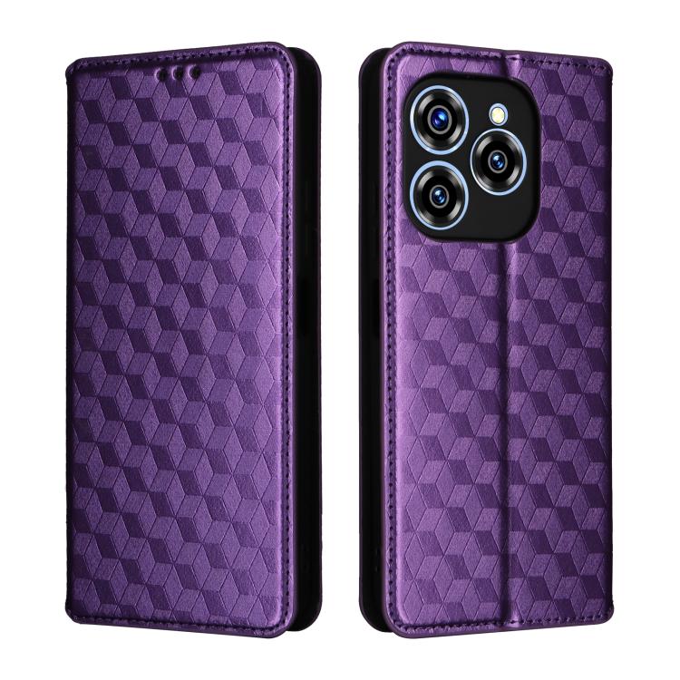 For Oukitel C50 Cubic Grid Texture Flip Leather Phone Case