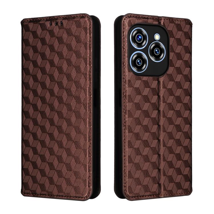 For Oukitel C50 Cubic Grid Texture Flip Leather Phone Case
