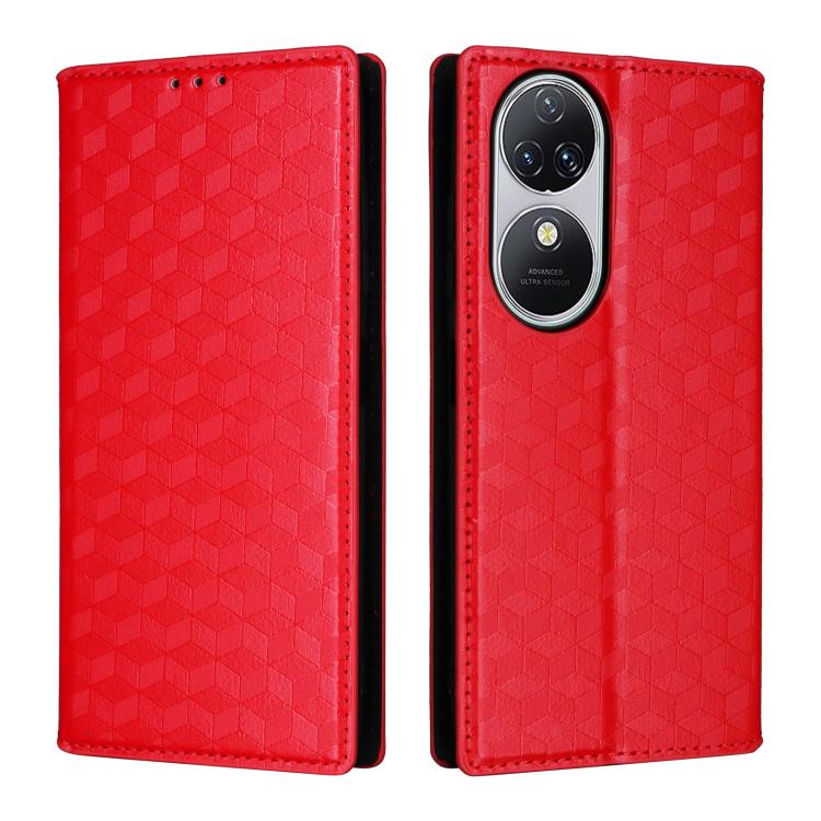 For Oukitel C38 Cubic Grid Texture Flip Leather Phone Case