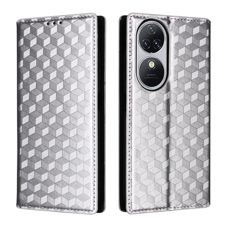 For Oukitel C38 Cubic Grid Texture Flip Leather Phone Case