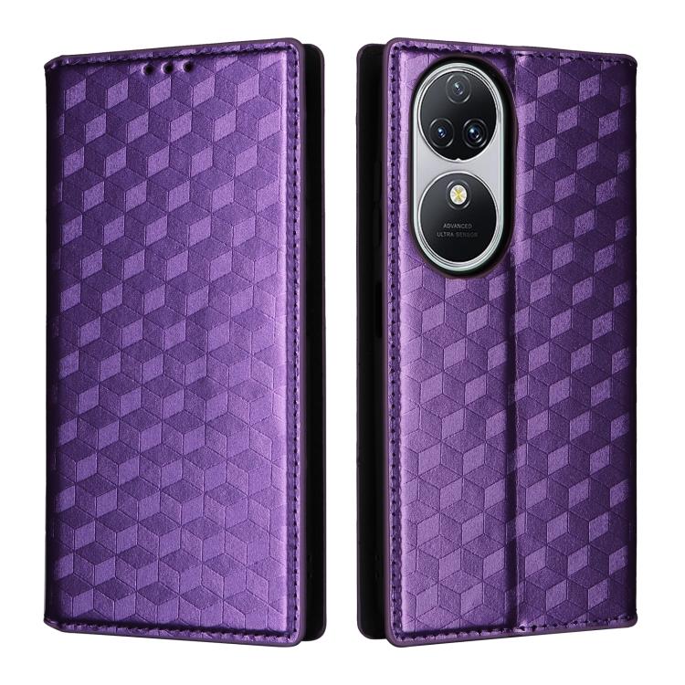 For Oukitel C38 Cubic Grid Texture Flip Leather Phone Case