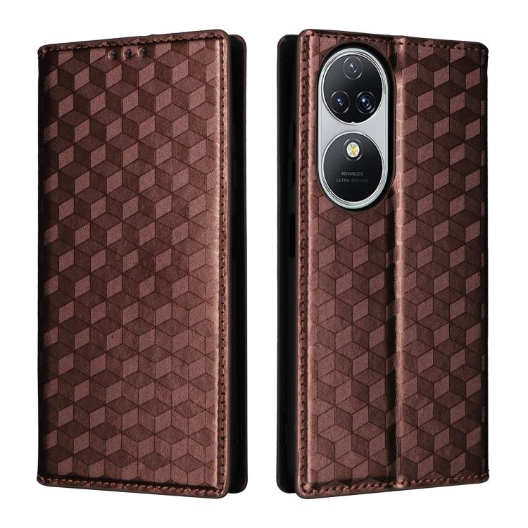 For Oukitel C38 Cubic Grid Texture Flip Leather Phone Case