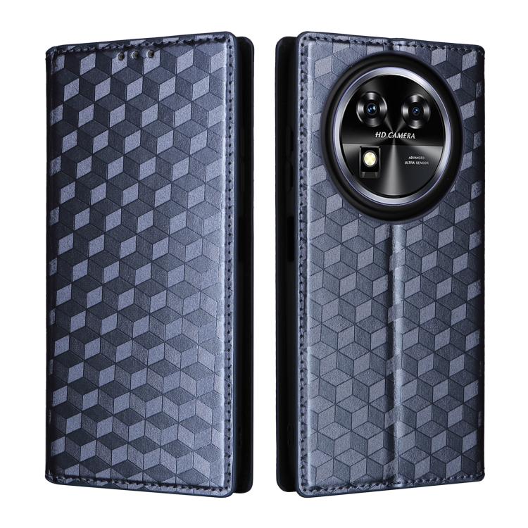For Oukitel C37 Cubic Grid Texture Flip Leather Phone Case
