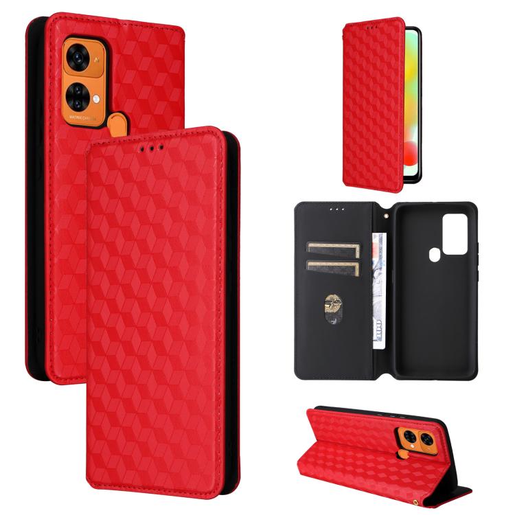 For Oukitel C33 Cubic Grid Texture Flip Leather Phone Case