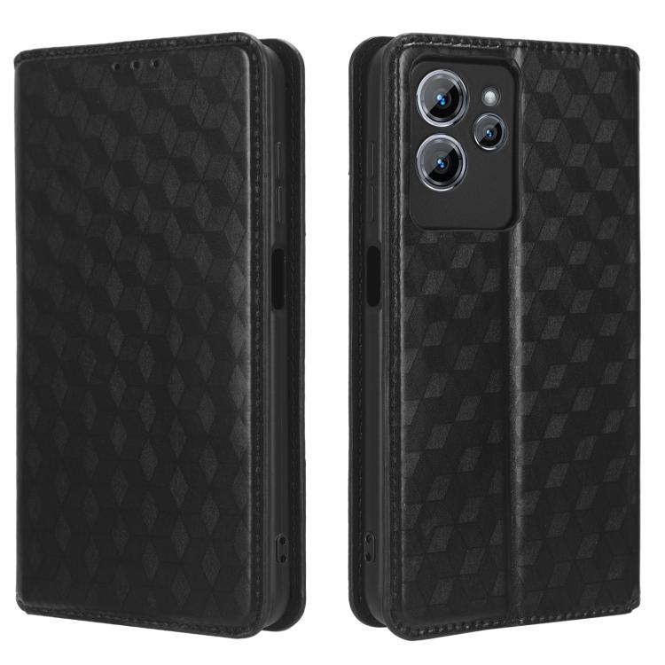 For Oukitel C32 Cubic Grid Texture Flip Leather Phone Case