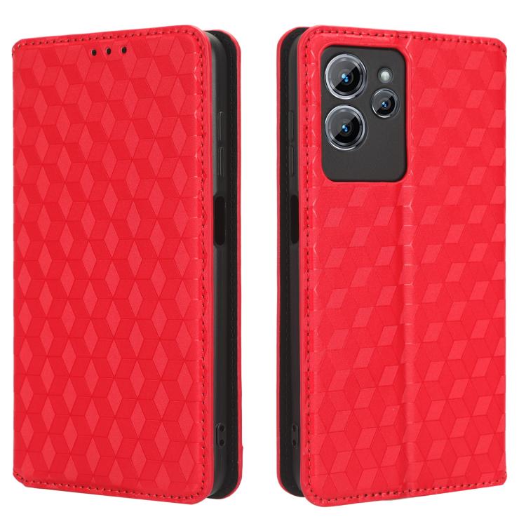 For Oukitel C32 Cubic Grid Texture Flip Leather Phone Case