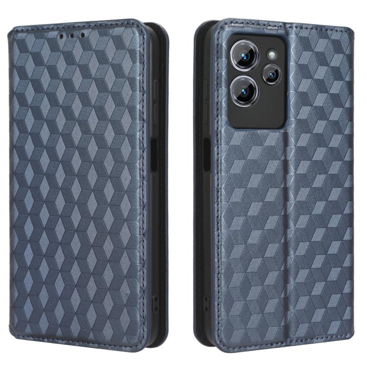 For Oukitel C32 Cubic Grid Texture Flip Leather Phone Case