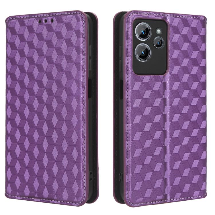 For Oukitel C32 Cubic Grid Texture Flip Leather Phone Case