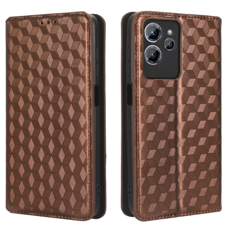 For Oukitel C32 Cubic Grid Texture Flip Leather Phone Case