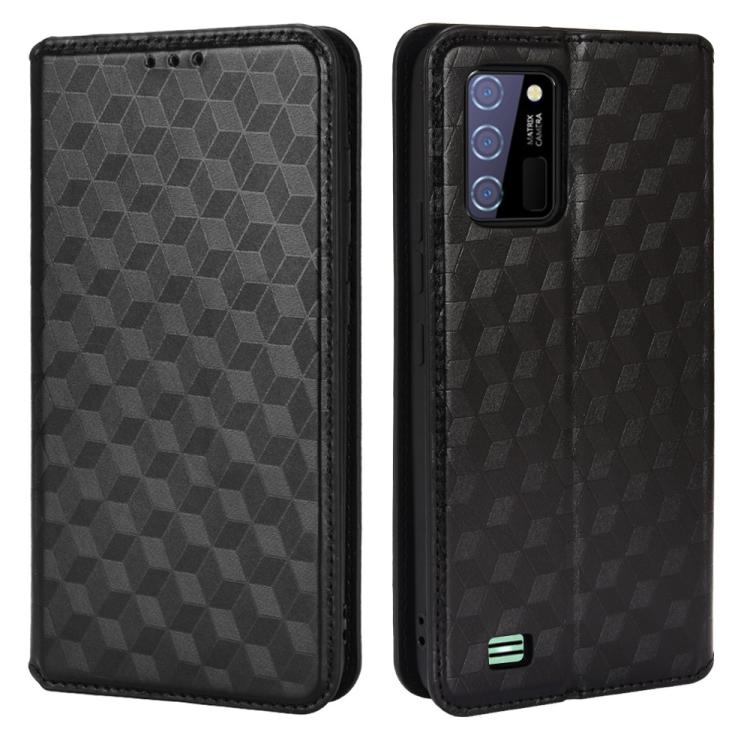 For Oukitel C25 Cubic Grid Texture Flip Leather Phone Case