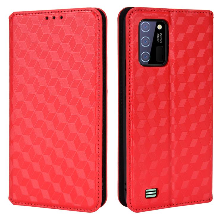 For Oukitel C25 Cubic Grid Texture Flip Leather Phone Case