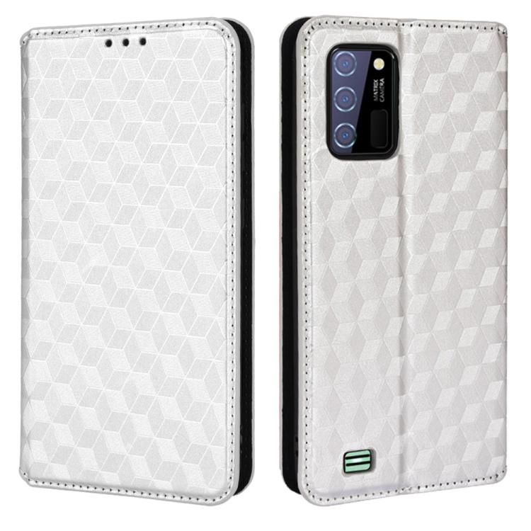 For Oukitel C25 Cubic Grid Texture Flip Leather Phone Case