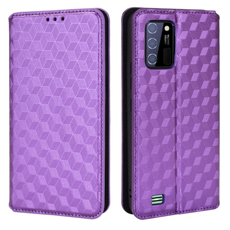For Oukitel C25 Cubic Grid Texture Flip Leather Phone Case