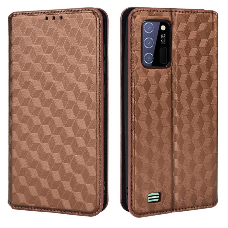 For Oukitel C25 Cubic Grid Texture Flip Leather Phone Case