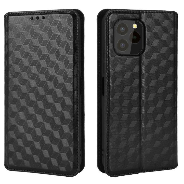 For Oukitel C21 Pro Cubic Grid Texture Flip Leather Phone Case