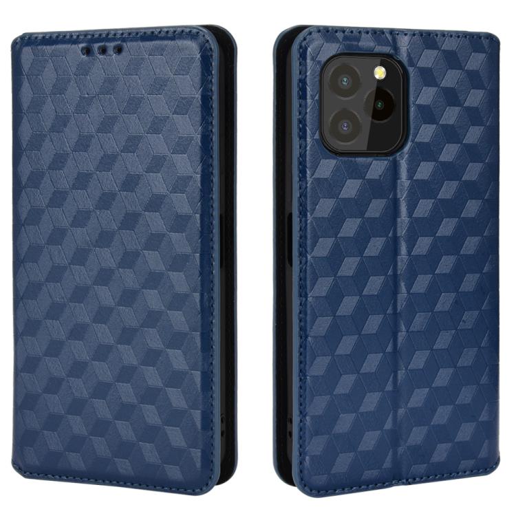 For Oukitel C21 Pro Cubic Grid Texture Flip Leather Phone Case