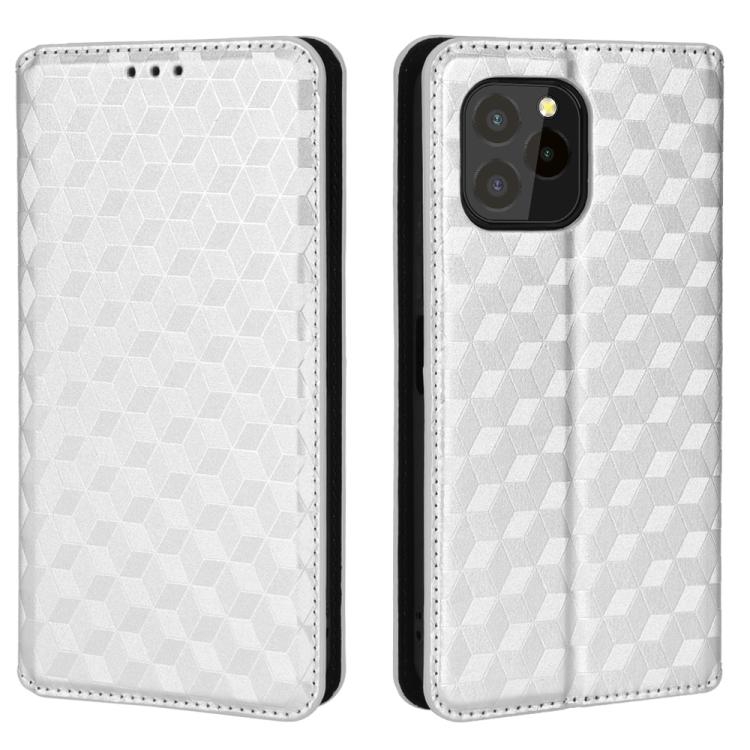 For Oukitel C21 Pro Cubic Grid Texture Flip Leather Phone Case