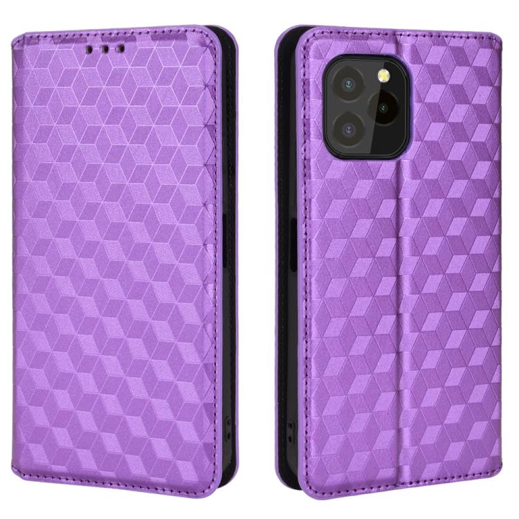 For Oukitel C21 Pro Cubic Grid Texture Flip Leather Phone Case