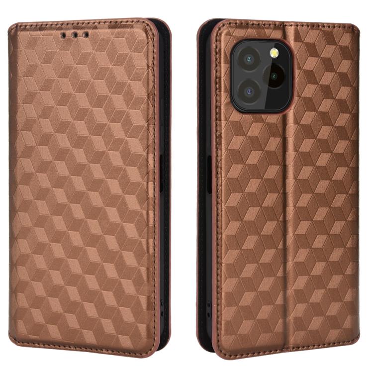 For Oukitel C21 Pro Cubic Grid Texture Flip Leather Phone Case