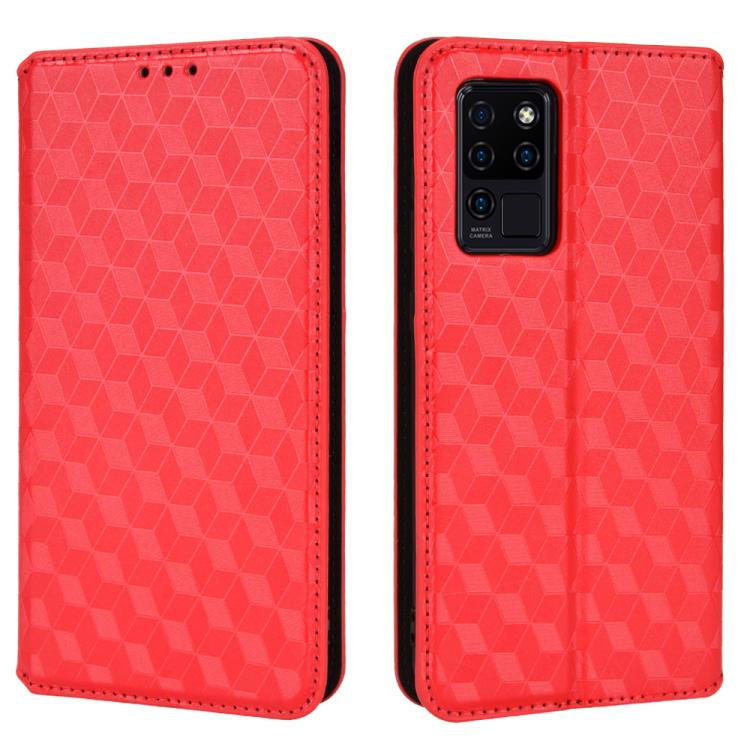 For Oukitel C21 Cubic Grid Texture Flip Leather Phone Case